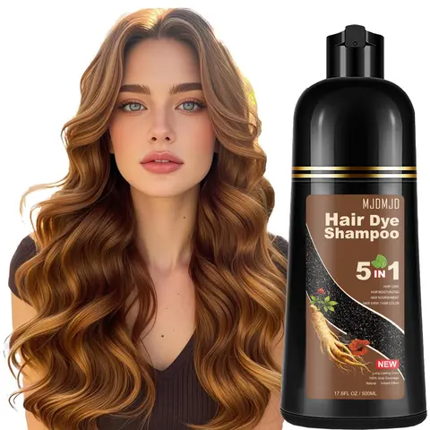 MJDMJD 3-in-1 Vegan Blonde Brown Hair Dye Shampoo & Conditioner for Adults, Alcohol-Free, 10-15 Mins Gray Coverage, Semi-Permanent Pigment, Root Touch Up, Normal & All Hair Types, 500ml, 24-Month Shelf Life, Haircare