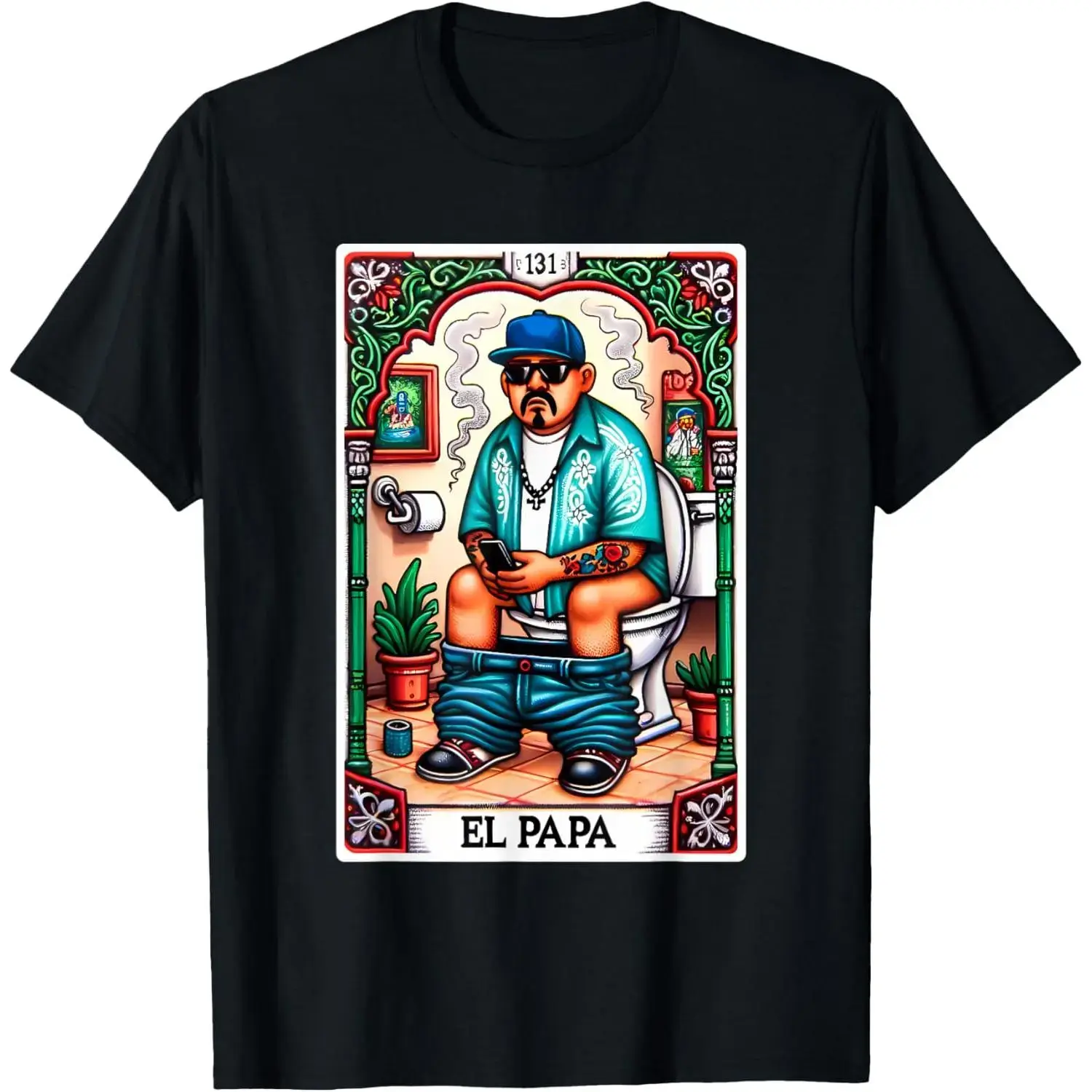 Men's Short-Sleeve Pure Cotton Casual Humor Graphic T-Shirt - El Papa Latino Tarot Card Spanish Doing Dad Shit Fathers Day Top, Breathable Soft Fashion Menswear, Shortsleeve, Tshirt
