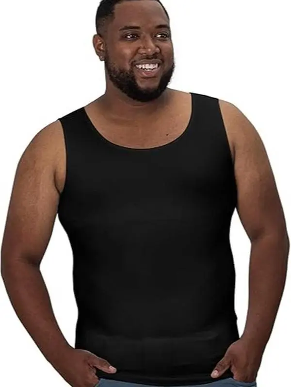 YOWODA Gynecomastia Compression Shirts for Men | Men's Compression Tank Top to Hide Fat, Tummy Control, Sleeveless Slimming Undershirts, Body Shaper for Men, Big and Tall