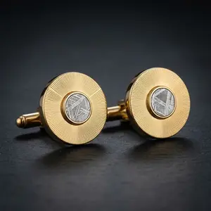 Helios Sun - Muonionalusta Meteorite and Gold Sunburst - Cufflinks