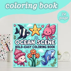 Ocean Scene Coloring Book, Coloring Gift Book, Cute Cartoon Designs for Relaxation, Graffiti Art Drawing Activity Suitable for All Ages, Creative Stress Relief