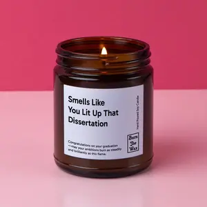 Lit Up Dissertation Soy Candle | PhD Gift, Doctoral Gift For Her, Med School Gift, Congratulations Gift