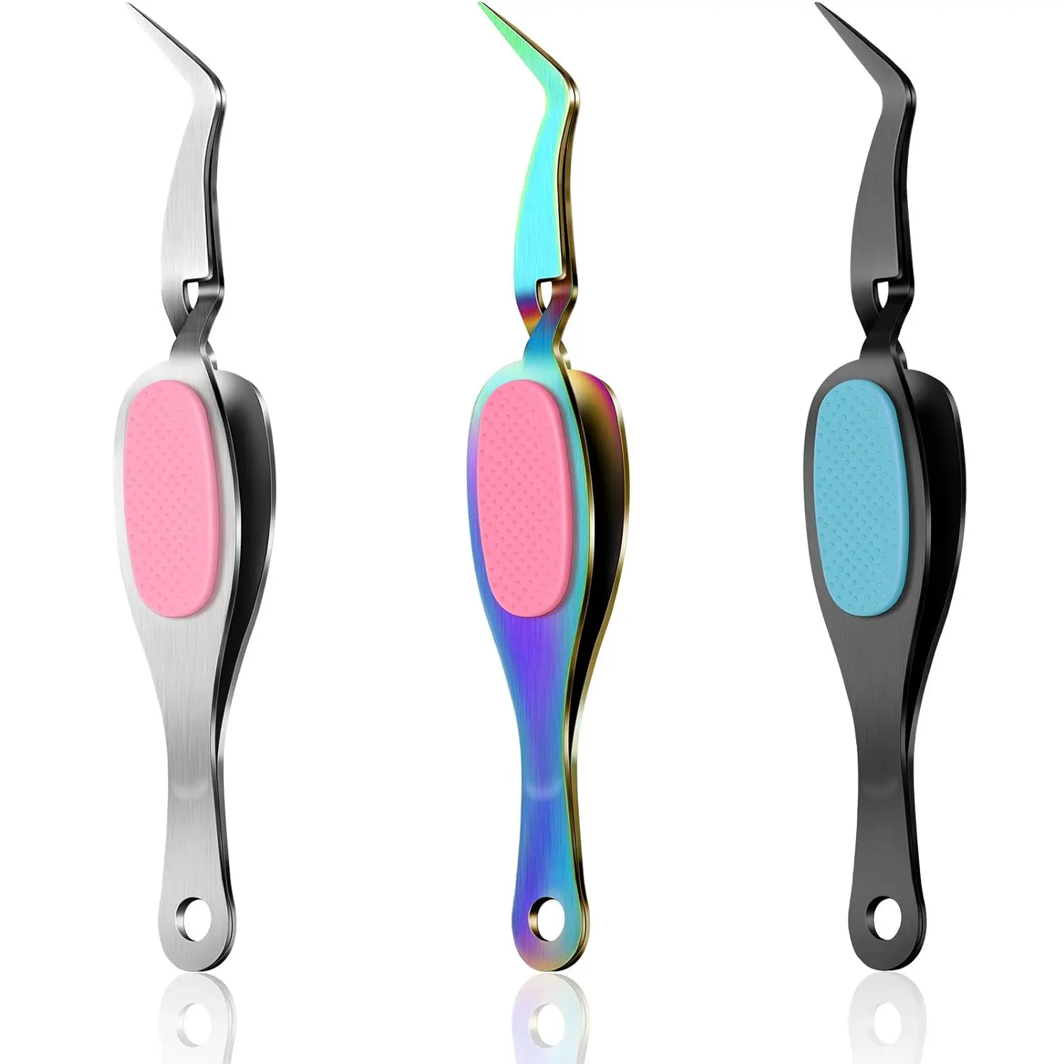 3 Pcs Craft Tweezers Locking Curved Tweezers Soft-grip Stainless Tool Pointed Tip Cutting Pliers for DIY Craft Jewelry Eyelash Extensions Nail Beading Tool