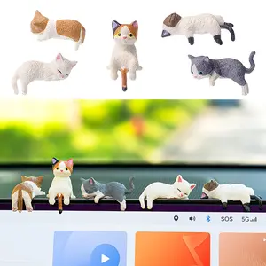 5 Pcs Mini Cat Cute Car Accessories, Resin Cat for Dashboard Decorations, Desk Decorations, Car Ornament Interior Decors, Funny Gifts