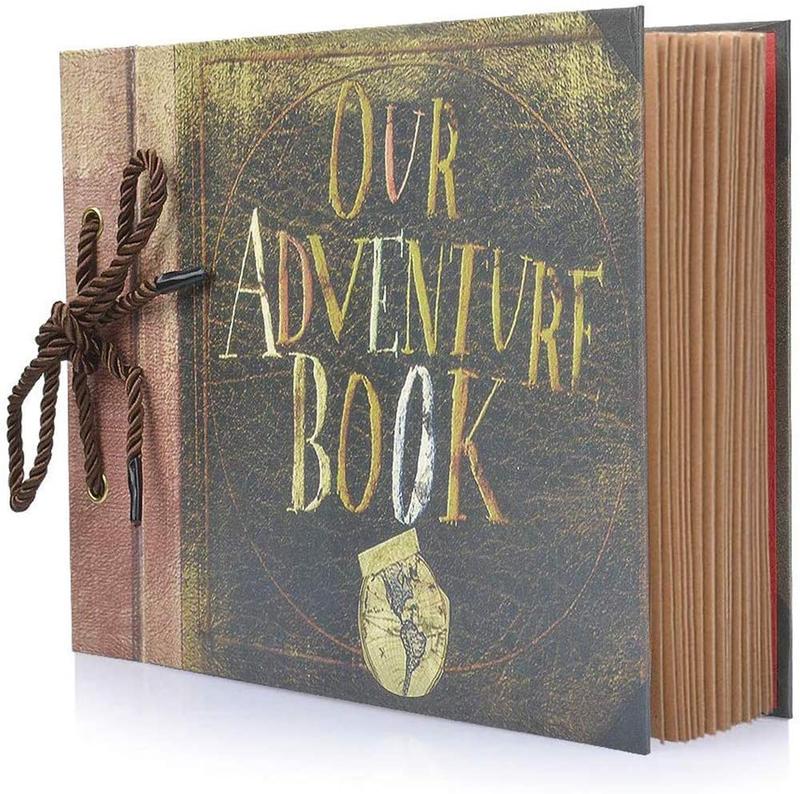 Our Adventure Book Scrapbook, Embossed Words Hard Cover Movie Up Travel Scrapbook