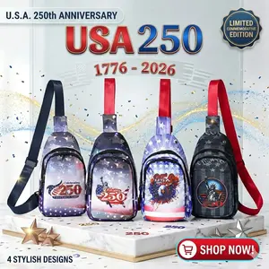 USA 250th Anniversary Sling Bag – Patriotic Crossbody Chest Bag with Charging Port, Multiple Pockets, Adjustable Strap, Celebrating 250 Commemorative Edition