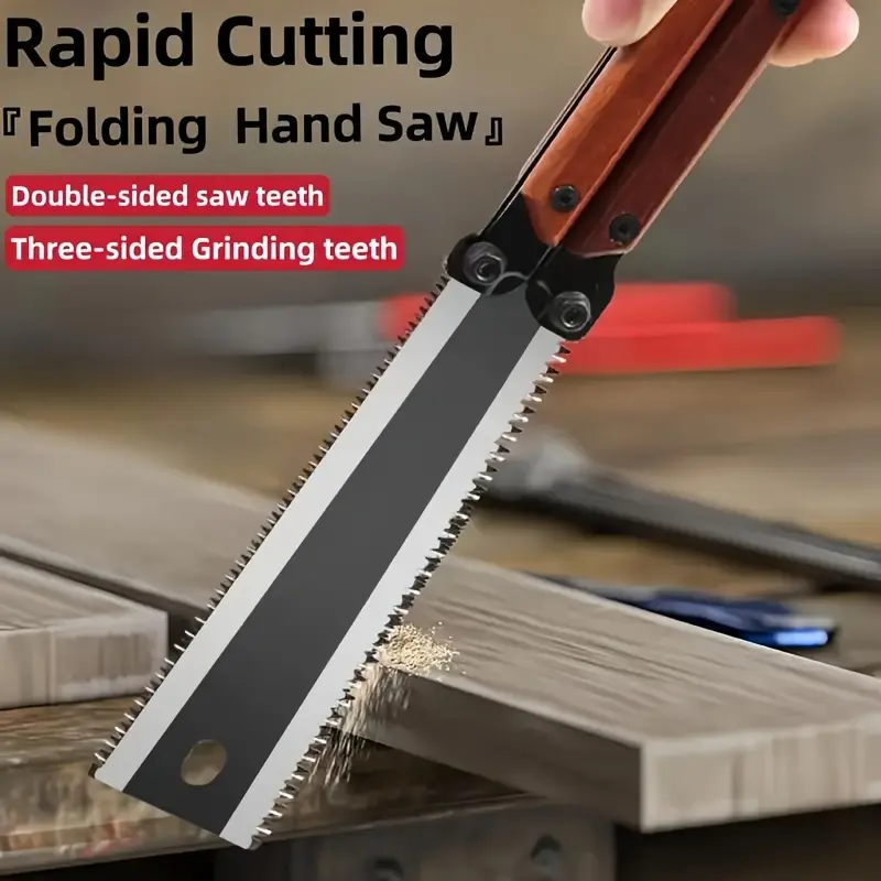 OUDISI Folding Pocket Trim Saw, Double-Sided SK5 Steel Blade with Double-Sided Saw Teeth, Woodworking Hand Tool for Wood Trimming