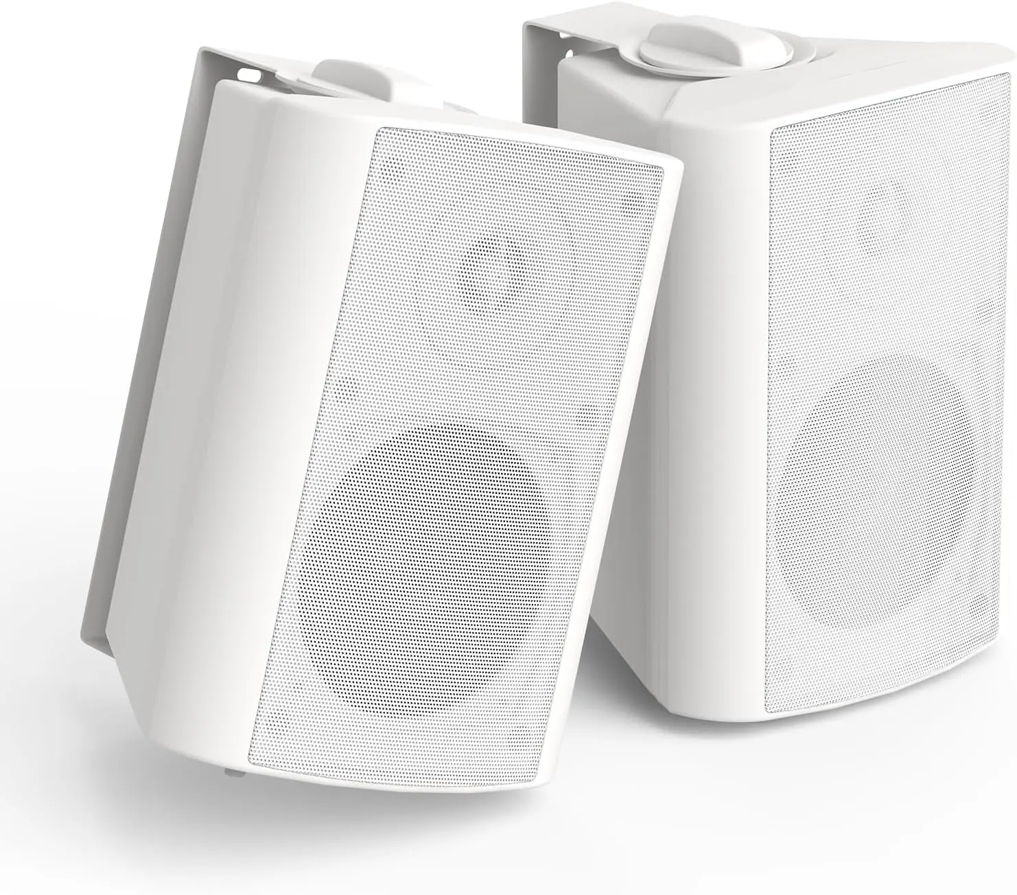 Herdio 4-Inch 200W Waterproof Wall-Mount Outdoor Wireless Speakers - Bluetooth, Bass, Stereo, Compact, Cable-Free Audio, Mobile Smartphone Compatible, for Patio, Garage (White)