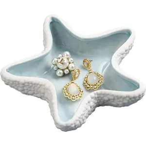 Starfish  Dish Tray - Ceramic Ring and Trinket Holder -  Style Table Decoration for Earrings and Candy Storage