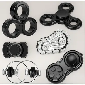 6PCS Metal Fidget Toy Set for Adults & Teens – Fidget Spinner, Sensory Rings & Fidget Blocks for Stress & Anxiety Relief, Autism ADHD Desk Toys, Best Gift for Family & Classroom