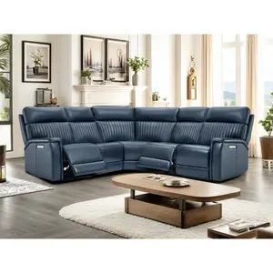 【8 Packages Shipping】5-Seater Genuine Leather Triple Power Sectional