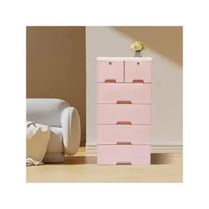 outstanding quality  1pc Pink Blue Eapmic Plastic Storage Cabinet With 6 Closet Drawers Tall Standing Bedside Night Stand End Table Dresser For Office Playroom Bedroom Furniture