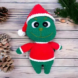Grjnch Christmas Crochet Doll with Festive Christmas Hat (Handmade goods will be made by hand so the production time will be a little longer)