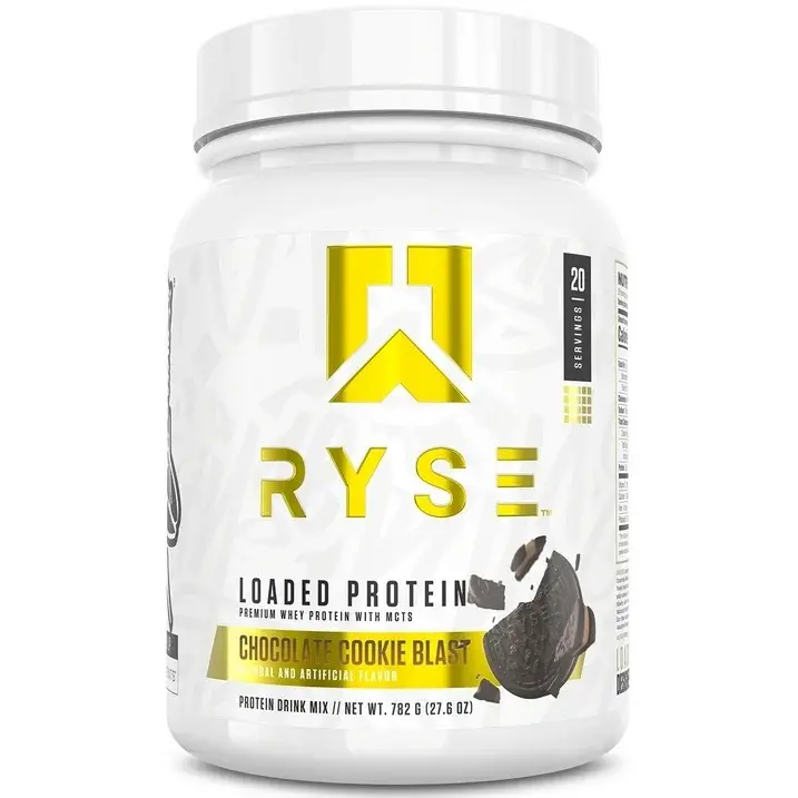 RYSE Loaded Whey Protein Powder - Chocolate Cookie Blast Flavor, 27.6 oz (782 g), 20 Servings, Contains MCTs, Convenient for Everyday Use, Suitable for All Ages