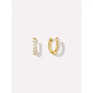 Pavé Huggie Hoops - Suzanne Medium