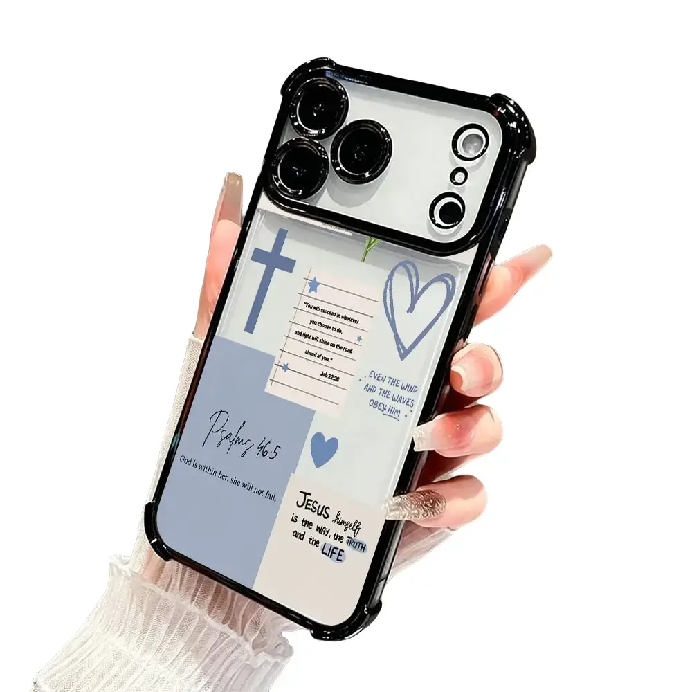 Scripture Scrapbook Patchwork Phone Case,Cross Wildflower Handwritten Verse Star Note Collage Vertical Layout Style for iPhone 17 16 15 14 13 12 11 Pro Max,Minimal Faith Soft Cover