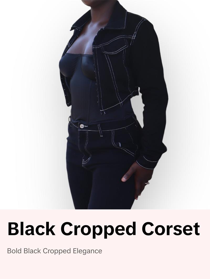 ND Black Cropped Denim Corset Jacket ND Black Cropped Denim Corset Jacket
