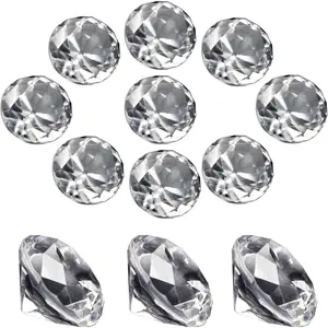 100Pcs 1 Inch Clear Acrylic Diamond Gem Confetti for Wedding Table Scatters Vase Fillers Floral Decor Bridal Shower Home Centerpieces Candle Display (Clear)