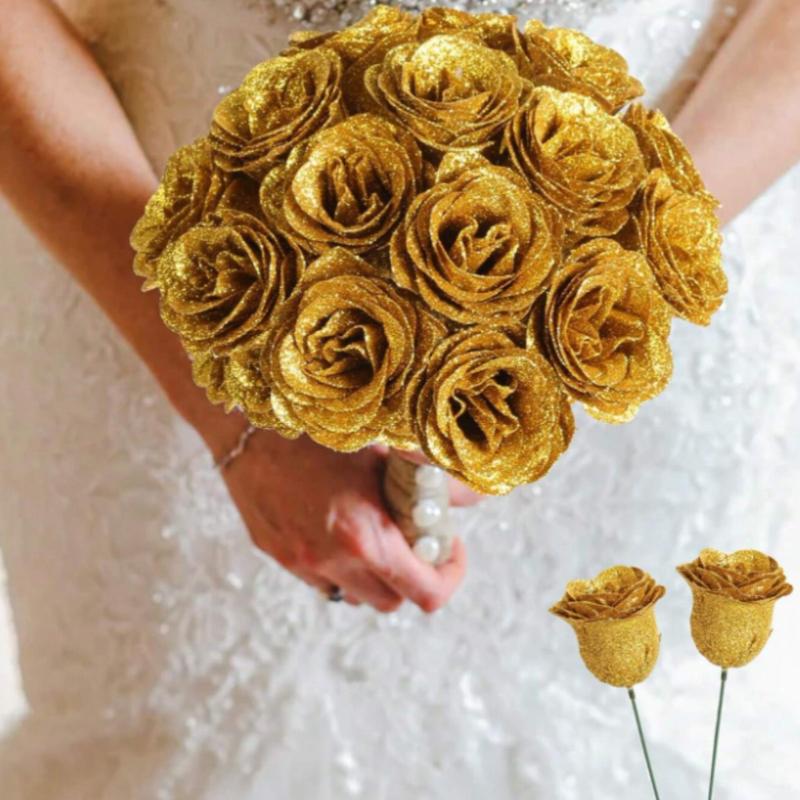 Sparkling Artificial Rose Bouquet – 20 Roses Set (2.76 inch)