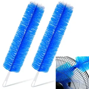 2PCS Cobweb Duster Bendable Fan Duster Plastic Dust Cleaner Microfiber Head Ceiling Brush Reusable Dirt Remover for Fan Air Conditioning Home Vents Shutters (Blue)