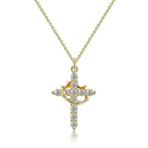 Dearmay Simple Crown & Cross Pendant Choker Necklace for Women & Men & Girls Pretty For Daily Clothing Decor Trendy All-match & Exquisite Fall BlackFriday Jewelry Gift for Easter