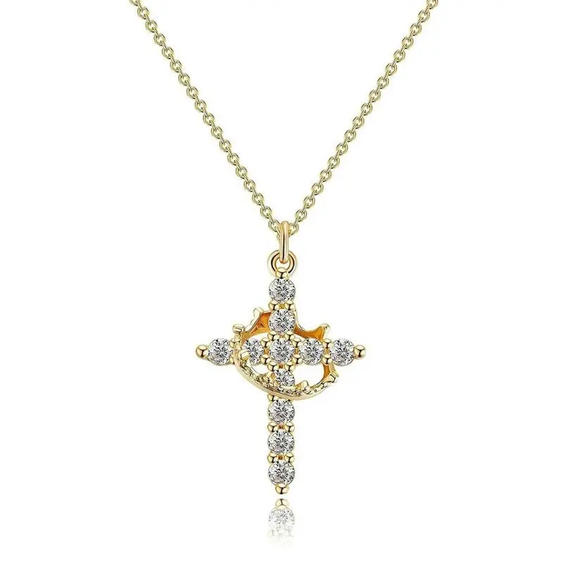 Dearmay Simple Crown & Cross Pendant Choker Necklace for Women & Men & Girls Pretty For Daily Clothing Decor Trendy All-match & Exquisite Fall BlackFriday Jewelry Gift for Easter