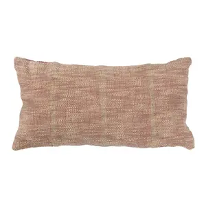 20"L x 10"H Woven Cotton Blend Lumbar Pillow, Rust Color & Natural