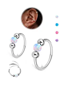 Stainless Steel Artificial Gemstone Decor Nose Ring, Fashionable Nose Ring for Women & Men, Trendy All-match & Exquisite Jewelry for Birthday Gift