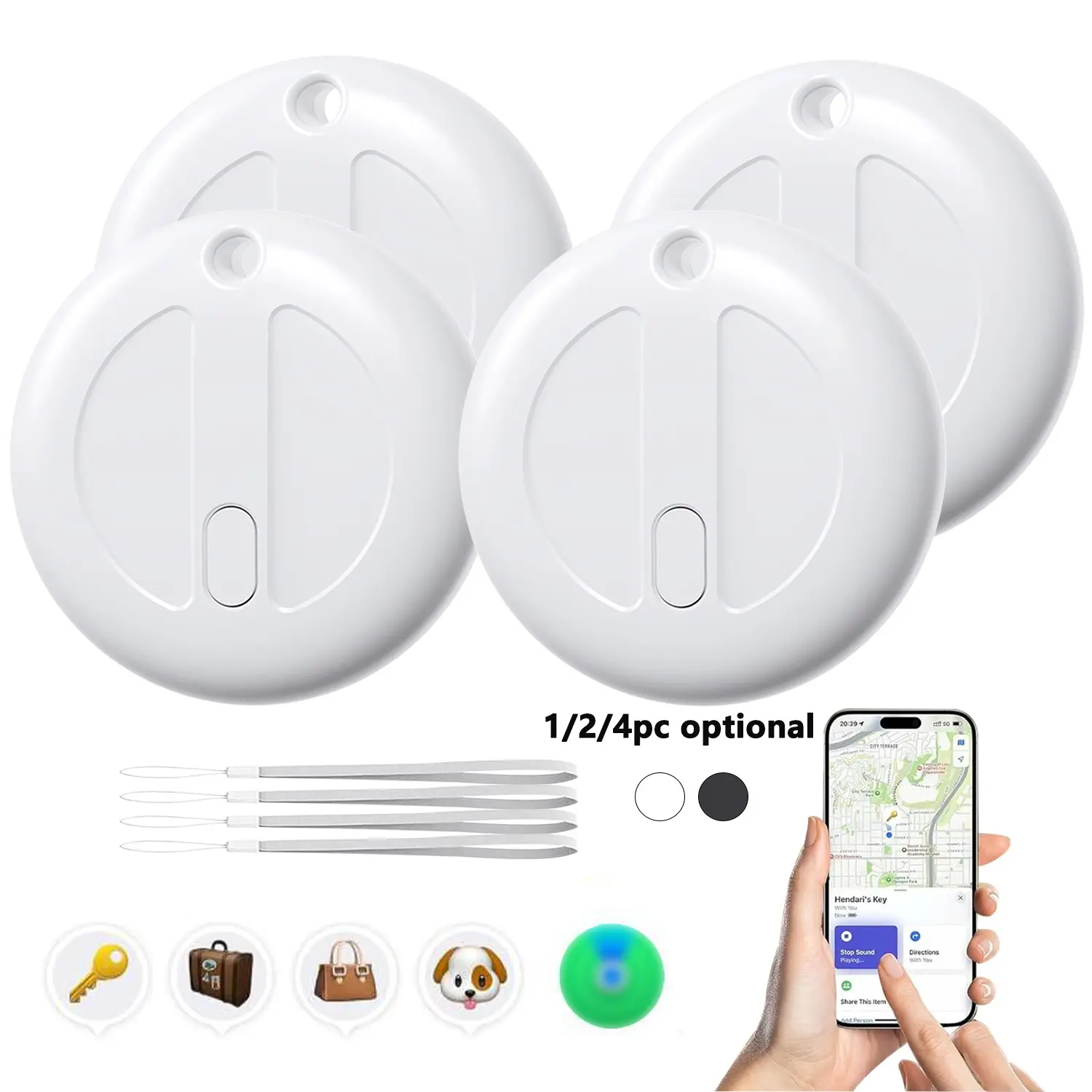 Key Finder Locator with sound, Key chain Locator for Lost Keys, Item finders Locator Support for Keys, Dogs, Cats, Wallet, Phone, Gifts (1/2/4pc & White/Black optional)