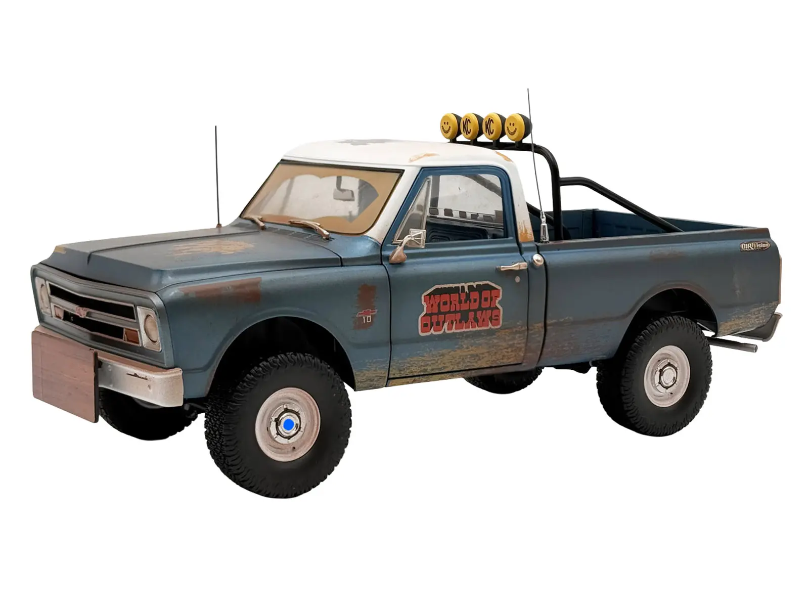1967 Chevrolet K-10 Pickup Truck Blue (Rusted) with White Top Limited Edition to 378 pieces Worldwide 1/18 Model Car by ACME