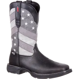 Durango Men's Rebel Faded Black & Grey Flag Square Toe Boot DDB0125