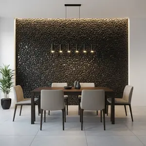 BLACK PEARL 12"x12" Interlocking Natural River Rock