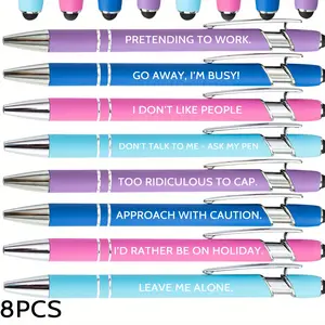 8 Pack Funny snarky Sarcastic Retractable Ballpoint Pens - Funny Office Pens with Snarky Quotes, Black Ink, Stylish Design for Coworkers, party events, anyone who loves humor, Funny Teacher Pens, School Supplies