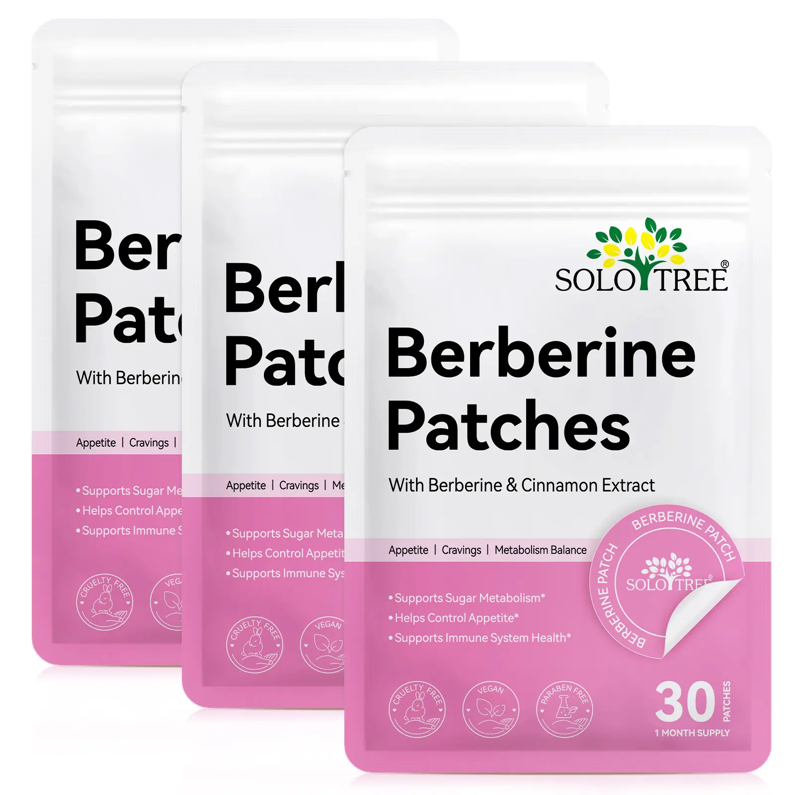 SOLOTREE Berberine Patches 30p, Available in 1/2/3/4-Pack Options, High-Capacity Skin Care Patches for Daily Use
