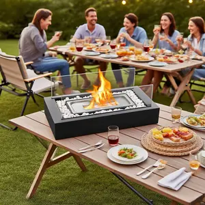 Tabletop Fire Pit with Smores Sticks Smokeless Indoor Outdoor Fireplace Cozy Patio Backyard Party Vibe Maker Adjustable Flame Safe for Decks Home Decor Ideal for Romantic Home Decor Portable Design