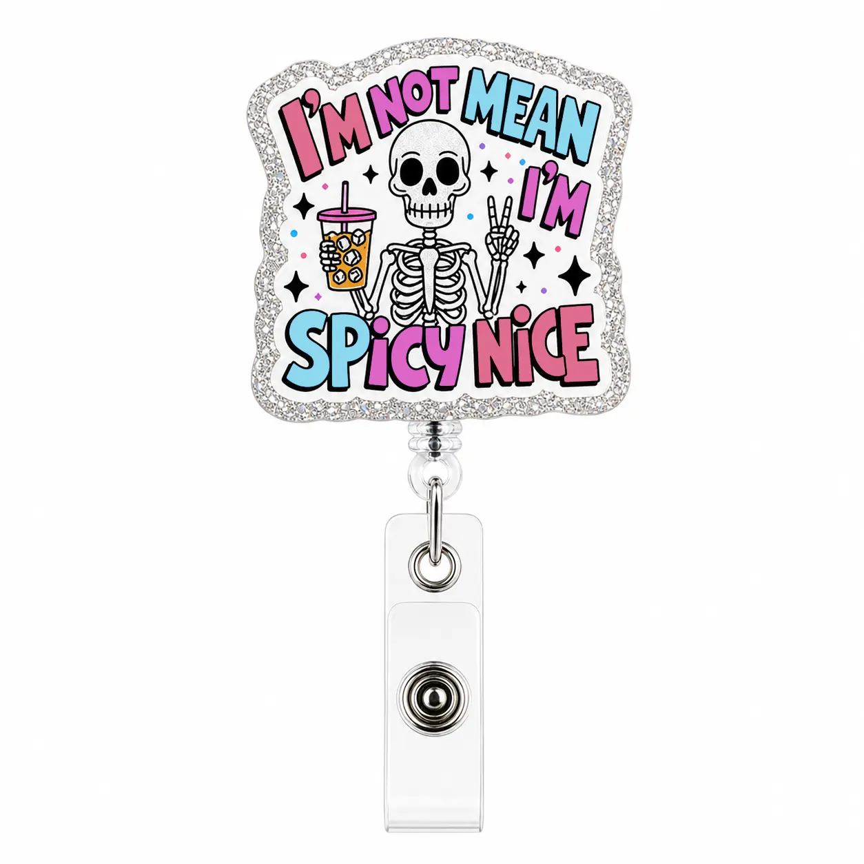 Funny Halloween Badge Reels Skeleton Skull Nurse Work Id Badge Holder Retractable Lanyard Reusable Halloween with Alligator Clip Badge Reel Holders for Nursing Student Medical Teacher Doctor