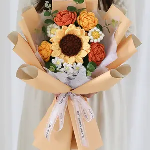 Handmade flowers bouquet, crochet flower bouquet, bouquet for friend, valentine’s day and mother day, handmade knitted flowers