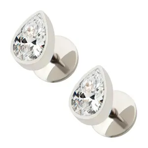 ComfyEarrings Crystal Clear Teardrop CZ Earrings – Comfortable Flat-Back Design for All-Day Wear, 316L Surgical-Grade Stainless Steel