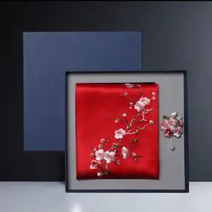 Suzhou Embroidery Silk Scarf for Women, Gift for Mother's Birthday, Cheongsam Mulberry Silk Shawl, Silk Fabric