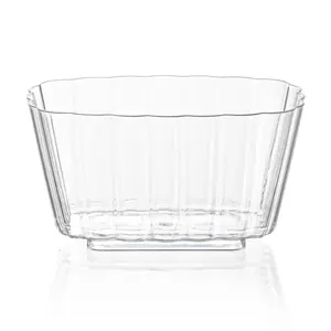 5.5 oz. Clear Fluted Rectangular Disposable Plastic Pudding Cups