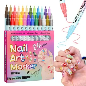 12/24 Color Large Capacity Acrylic Nail Doodle Pens, Smooth, DIY Manicure Tools, Professional Art Supplies, Home & Salon Use, Perfect Gift for Women