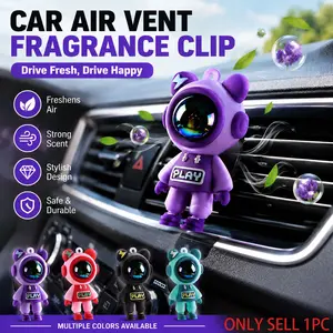 Cute Cartoon Astronaut & Bear Design Car Air Freshener, Car Air Outlet Decorative Clip, Car Interior Decoration Accessories, Car Fragrance, Car Aroma Diffuser, Car Deodorizer