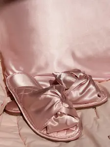Butterfly Knot Satin Slippers For Women 3 Colors
