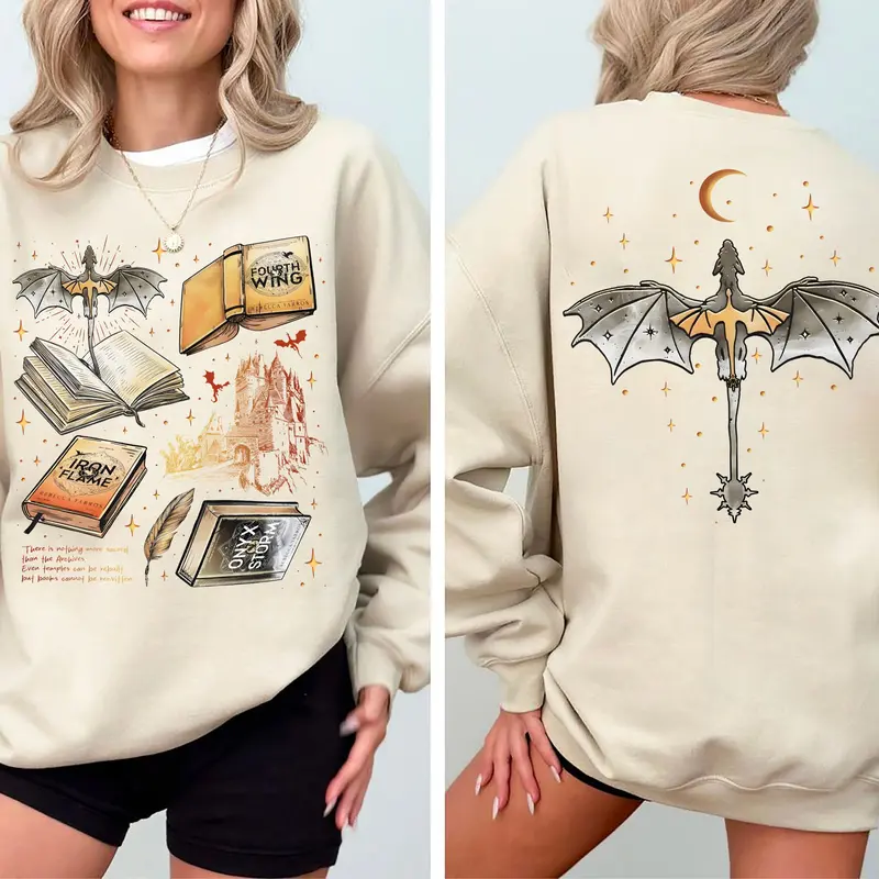 Fourth Wing Series 2 Sides Sweatshirt, Basgiath War Shirt, Onyx Storm Sweatshirt, Fantasy Reader Tee I Will Save Him, Bookish Shirt, Booktok Sweater