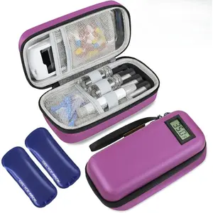 Insulin Cooler Travel Case with Temp Display| TSA Approved Diabetic Cooler Bag w/ 2 Ice Packs Waterproof Bible Tabs Transparent Protective
