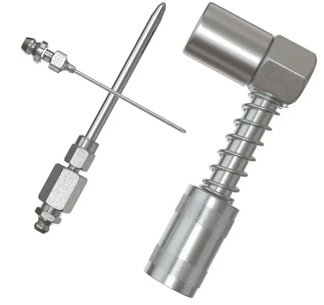 Home Improvement 1/2/3PCS 90° Angle Double Handle Grease Coupler Adapter & Narrow Needle Dispenser Set - Nozzle, Injection Needle, Easy Connection to Low Profile Grease Zerks, Hard-to-Reach Fittings, Corner Fit 90 Degree Adapter, 90-Degree Double Handle