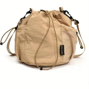 Nylon Crossbody Bag for Women & Men , Adjustable Drawstring, Zipper Closure, Multiple Inner Compartments,Lightweight & Durable Handbag for Everyday Us