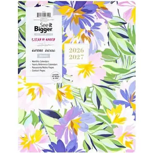 Jan 2026 - Dec 2027 Monthly Planner - 11"x8.75" 2 Year Academic Planner Notebook with Large Print - Fashion Floral Design- 3-Hole Punched Calendar Agenda for Student & Teacher