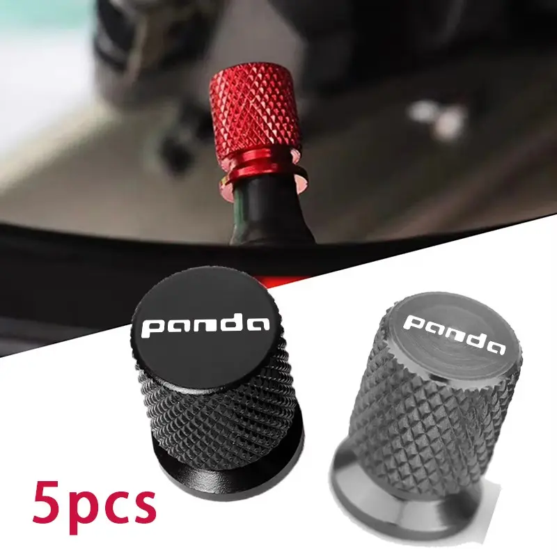 For Fiat Panda 5pcs Aluminum Alloy Tire Valve Stem Cap, Metallic Texture, Anti-Theft & Dust-Proof, Automotive Accessories
