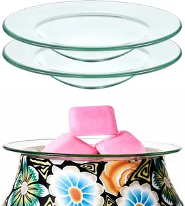 Replacement Wax Warmer Dish Oil Warmer Dish Round Glass Candle Wamer Bowl Plate Wax Tray for Scented Wax Aroma  Lamp Electric Lamps Tart Warmers Wax Melter Wax Burner (2Pcs)